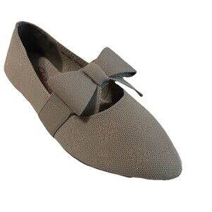 Skechers Cleo Point Womens 7.5W  Bow Taupe Washable Knit Sparkle Flats Slip On